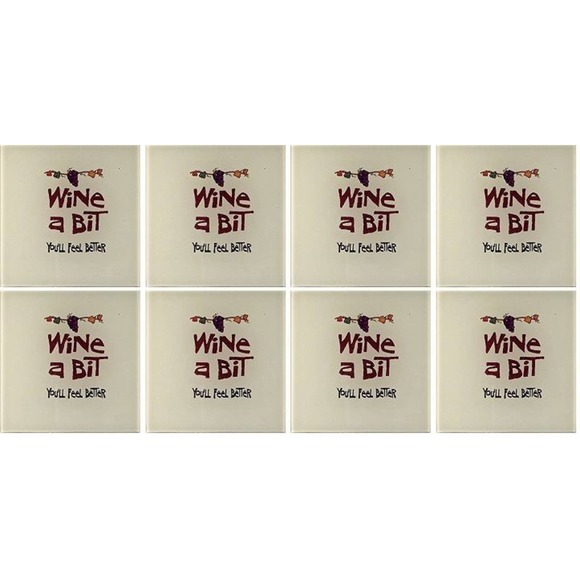 Wine A Bit You'll Feel Better Chateau Grapes Coasters  4x4" Set of 8 NEW - Picture 1 of 2